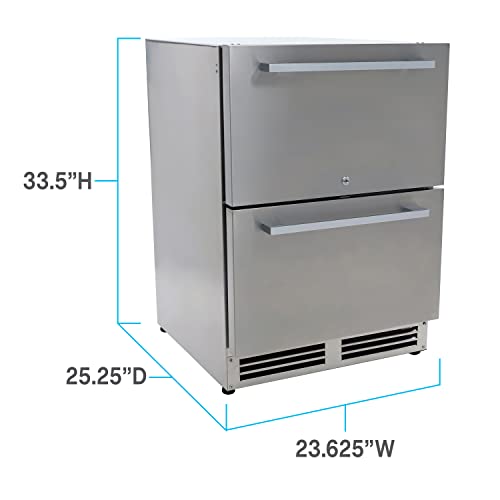 Avanti ELITE Series 2-Drawer Undercounter Refrigerator, 5.2 cu. ft., Home or Commercial Use | Slide Out Drawers, Built-In or Freestanding, 304 Stainless Steel for Outdoor Use