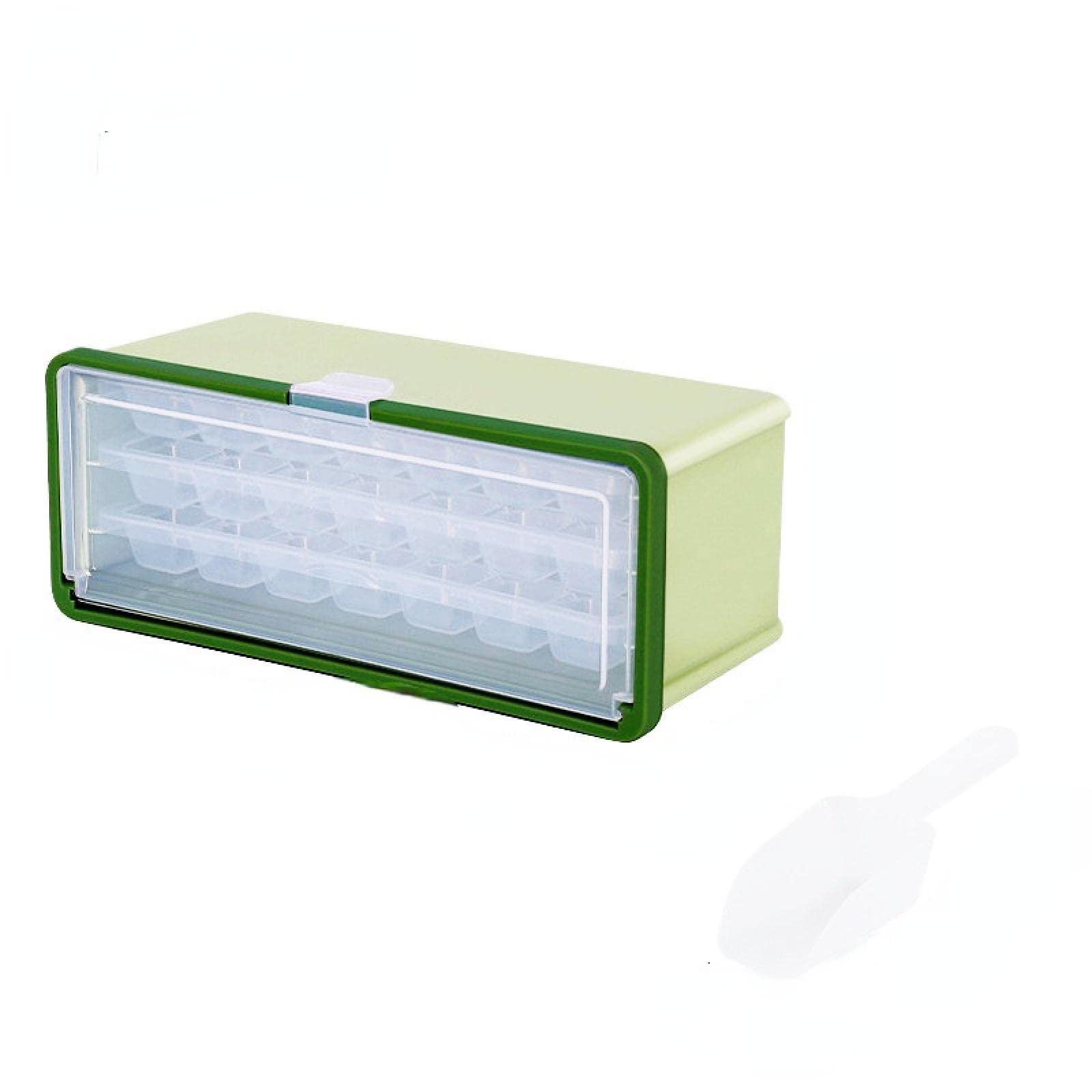 NA Household Refrigerator self-Made ice Lattice Summer Honeycomb ice Maker Double-Layer Silica Gel ice Mold ice Box Storage LightGreen:thirdfloor