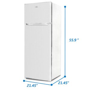 Commercial Cool CCR77LWW 7.7 Cu. Ft Freezer, Top Mount Fridge with Glass Shelves, Bottle Storage, Beverage Rack, Crisper Drawer Cover in White Refrigerator