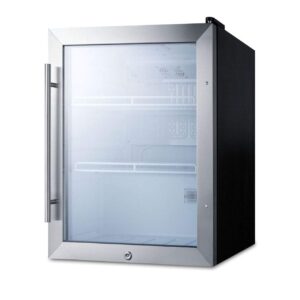 2.1 cu ft outdoor refrigerator w/glass door - black/stainless, 115v