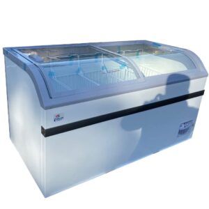 chest freezer for supermarket glass sliding door 58" white showcase freezer curve display top w/storage baskets - 18 cu.ft sdsc500