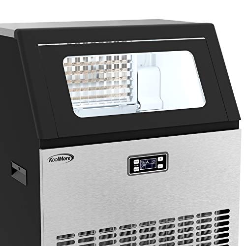 KoolMore - CIM198 Undercounter Ice Maker Machine, Commercial and Residential, Produces 198 lbs. of Cubes in 24 Hrs, Energy Efficient for Bar, Cafe, Restaurant or Event Use, Black