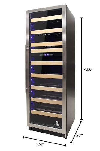 Vinotemp 215 Bottle Wine Cooler Refrigerator, Built-in or Freestanding Wine Fridge with Digital Temperature Control, Glass Door and Safety Lock, Right Hinge, 215 Bottle, Black