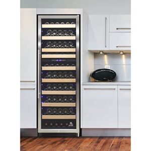 Vinotemp 215 Bottle Wine Cooler Refrigerator, Built-in or Freestanding Wine Fridge with Digital Temperature Control, Glass Door and Safety Lock, Right Hinge, 215 Bottle, Black