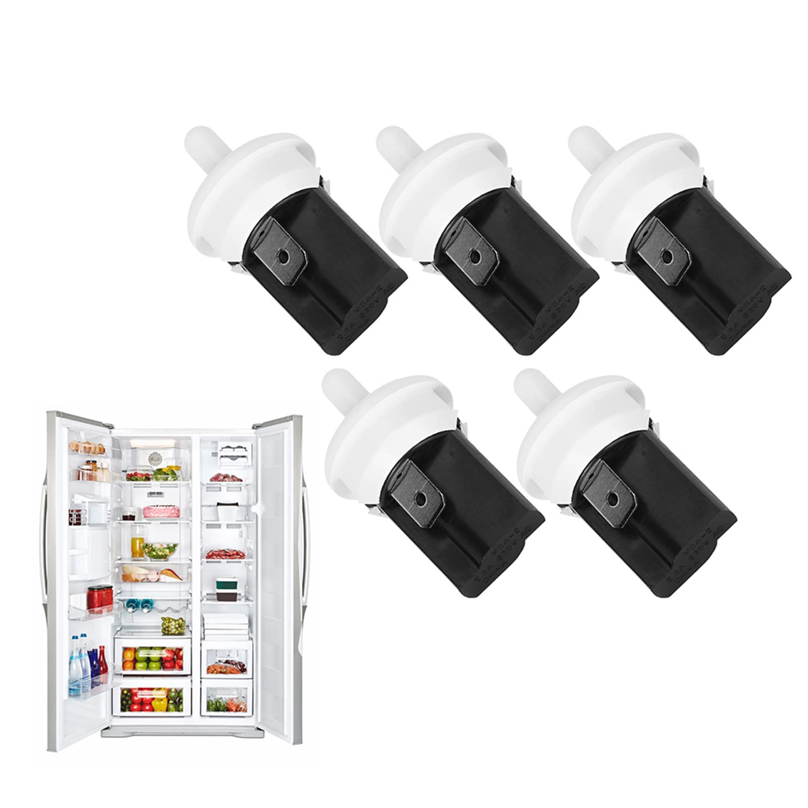 5Pcs Refrigerator Door Light Switch Momentary Open Normal Closed PBS‑35, 3A 250V AC Refrigerator Door Light Switch