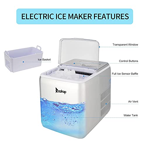 NA 120V 150W 44lbs/20kg/24h Ice Maker ABS Transparent Cover/Display Commercial/Home Silver