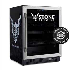 newair stone brewing 180 can flipshelf beverage and beer refrigerator, 24” built-in or freestanding wine cooler with reversible shelves, perfect for bar, gamer room, or office