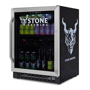 NewAir Stone Brewing 180 Can FlipShelf Beverage and Beer Refrigerator, 24” Built-In or Freestanding Wine Cooler with Reversible Shelves, Perfect for Bar, Gamer Room, or Office