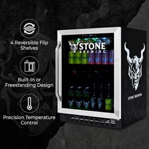 NewAir Stone Brewing 180 Can FlipShelf Beverage and Beer Refrigerator, 24” Built-In or Freestanding Wine Cooler with Reversible Shelves, Perfect for Bar, Gamer Room, or Office