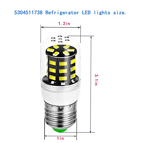kzfuli 5304511738 LED Refrigerator Bulb Compatible with Frigidaire, Kenmore Refrigerators .E27 6500K 85V-265V (4W White Light*1pcs)