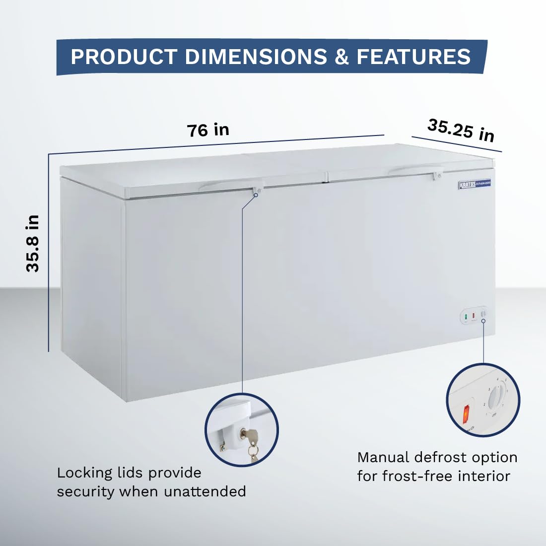 Kratos Refrigeration 69K-751HC Solid Top Chest Freezer, 30.0 Cu. Ft. Capacity