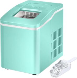 arlime countertop ice maker machine portable compact ice cube maker, 9 ice ready in 8 mins, 26lbs/24h, self-cleaning electric ice maker with scoop and basket for home, office, party, bar (green)