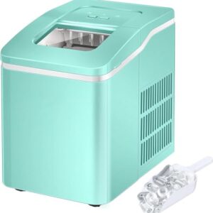 ARLIME Countertop Ice Maker Machine Portable Compact Ice Cube Maker, 9 Ice Ready in 8 Mins, 26Lbs/24H, Self-Cleaning Electric Ice Maker with Scoop and Basket for Home, Office, Party, Bar (Green)