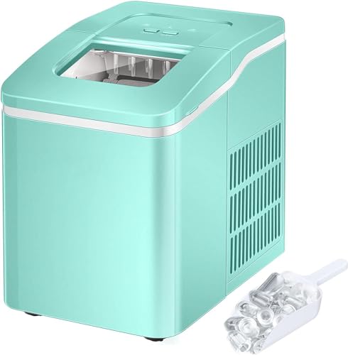 ARLIME Countertop Ice Maker Machine Portable Compact Ice Cube Maker, 9 Ice Ready in 8 Mins, 26Lbs/24H, Self-Cleaning Electric Ice Maker with Scoop and Basket for Home, Office, Party, Bar (Green)