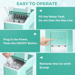 ARLIME Countertop Ice Maker Machine Portable Compact Ice Cube Maker, 9 Ice Ready in 8 Mins, 26Lbs/24H, Self-Cleaning Electric Ice Maker with Scoop and Basket for Home, Office, Party, Bar (Green)