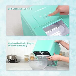 ARLIME Countertop Ice Maker Machine Portable Compact Ice Cube Maker, 9 Ice Ready in 8 Mins, 26Lbs/24H, Self-Cleaning Electric Ice Maker with Scoop and Basket for Home, Office, Party, Bar (Green)