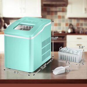 ARLIME Countertop Ice Maker Machine Portable Compact Ice Cube Maker, 9 Ice Ready in 8 Mins, 26Lbs/24H, Self-Cleaning Electric Ice Maker with Scoop and Basket for Home, Office, Party, Bar (Green)