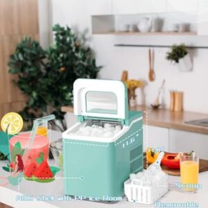 ARLIME Countertop Ice Maker Machine Portable Compact Ice Cube Maker, 9 Ice Ready in 8 Mins, 26Lbs/24H, Self-Cleaning Electric Ice Maker with Scoop and Basket for Home, Office, Party, Bar (Green)