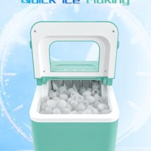 ARLIME Countertop Ice Maker Machine Portable Compact Ice Cube Maker, 9 Ice Ready in 8 Mins, 26Lbs/24H, Self-Cleaning Electric Ice Maker with Scoop and Basket for Home, Office, Party, Bar (Green)