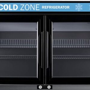 Summit Appliance SCR3502DLL Countertop Shallow Depth Single-Zone Commercial Refrigerator for Freestanding Use with French Glass Doors, Black Cabinet, Front Locks, and LED Lighting