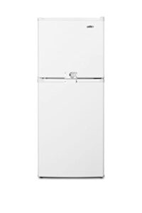 summit appliance ff711esllf2 two-door refrigerator-freezer in white with combination lock to secure both doors, frost-free defrost, adjustable thermostat, adjustable shelves, door storage