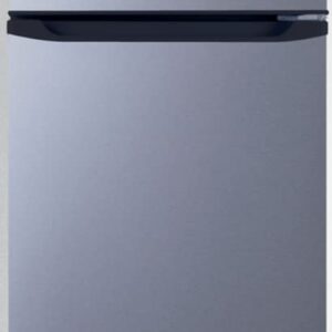 Summit Appliance FF1293SSIM 24" Wide Top Mount Frost-Free Refrigerator-Freezer with Icemaker in Stainless Steel Look, Black Cabinet, Adjustable Thermostat, Door Storage, Interior LED Lighting