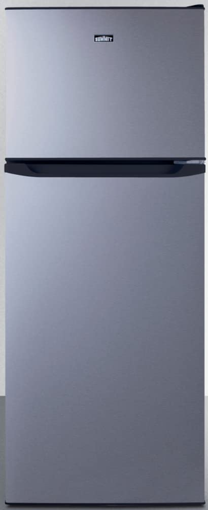 Summit Appliance FF1293SSIM 24" Wide Top Mount Frost-Free Refrigerator-Freezer with Icemaker in Stainless Steel Look, Black Cabinet, Adjustable Thermostat, Door Storage, Interior LED Lighting