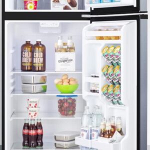 Summit Appliance FF1293SSIM 24" Wide Top Mount Frost-Free Refrigerator-Freezer with Icemaker in Stainless Steel Look, Black Cabinet, Adjustable Thermostat, Door Storage, Interior LED Lighting