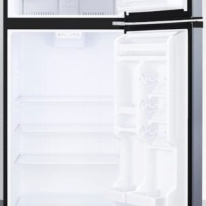 Summit Appliance FF1293SSIM 24" Wide Top Mount Frost-Free Refrigerator-Freezer with Icemaker in Stainless Steel Look, Black Cabinet, Adjustable Thermostat, Door Storage, Interior LED Lighting