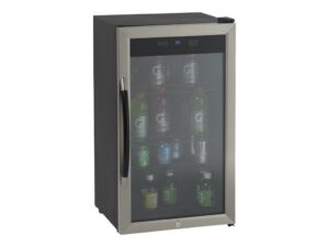 avanti bca306ss-is beverage cooler with glass door 108 can mini refrigerator with lock for beer soda water wine with digital temperature control, black