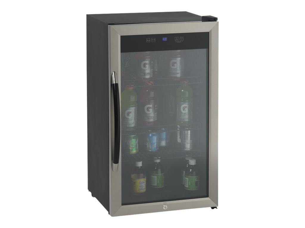 Avanti BCA306SS-IS Beverage Cooler with Glass Door 108 Can Mini Refrigerator with Lock for Beer Soda Water Wine with Digital Temperature Control, Black