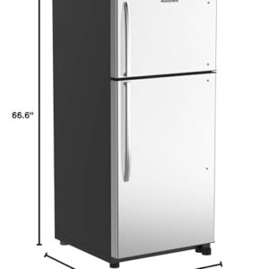 Full Size Refrigerator 18 Cu Ft with Top Freezer, Double Door, Low noise, Removable Glass Shelves, for Home, Office, Garage, Adjustable Temperature Settings, Stainless Steel