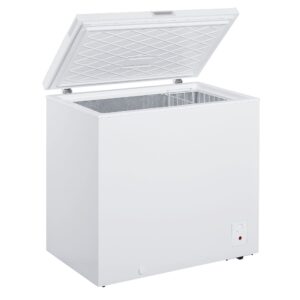 Magic Cool MCCF7WI Chest Freezer with Adjustable Temperature Control, Free-Standing with Single Flip-Up Lid, Manual Defrost with Drain Perfect for Homes, Garages, Basements, 7-Cu.Ft, White