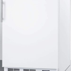 Summit Appliance BKRF661 Counter Height 24" Wide Break Room Refrigerator-Freezer in White with NIST Calibrated Thermometer, Cycle Defrost Adjustable Thermostat and High/Low Temperature Alarm