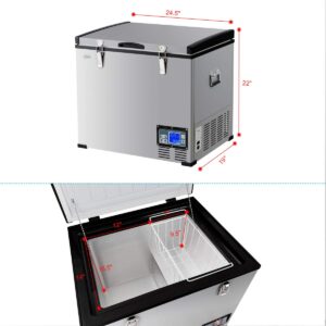 COSTWAY Chest Freezer, 63-Quart Compressor Travel Refrigerator with 3 Levels, -0.4°F to 50°F, Adjustable Temperature, LCD Display, 2.3 Cu.ft Single Door Vehicle Fridge for Car, Home, Camping