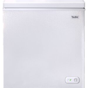 TABU 7.0 Cu Ft Deep Freezer, Top Open Door Chest Freezer, Compact Freezer with Removable Storage Basket, 7 Level Adjustable Temperature and Top Open Door, Ideal for Kitchen, Basement (White)