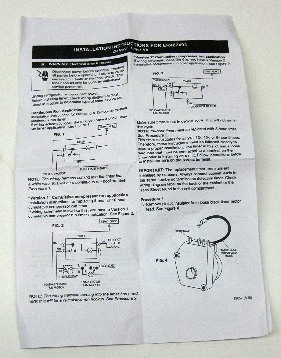 Refrigerator Defrost Timer Control Genuine OEM PARTS W10822278 Replacement for numbers 4339856 945486 1127570 2154912 943428 851160 480561 483212 2188371 1127591 W10822278 PS376605 AP3110896