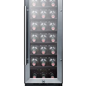 Summit Appliance SWC1224B Commercially Approved 12" Wide Built-in Undercounter Wine Cellar Designed for the Display and Refrigeration of Beverages with Digital Thermostat and LED Lighting