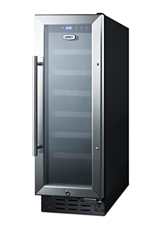 Summit Appliance SWC1224B Commercially Approved 12" Wide Built-in Undercounter Wine Cellar Designed for the Display and Refrigeration of Beverages with Digital Thermostat and LED Lighting
