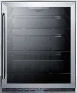 summit al57gcss 24" ada compliant commercial compact refrigerator with 5 cu. ft. capacity door lock frost free operation door and temperature alarm in stainless steel