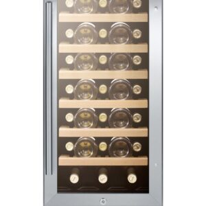 Summit SWC1535B 15" Built-In Undercounter Glass Door Wine Cellar with Lock and Digital Controls, Glass/Black