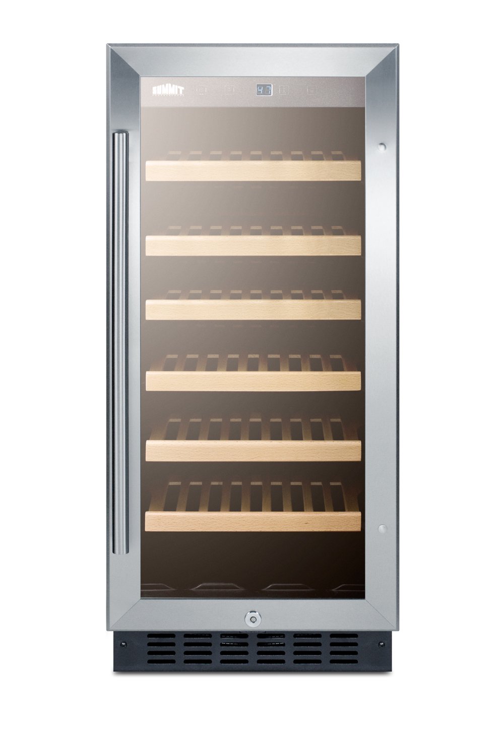 Summit SWC1535B 15" Built-In Undercounter Glass Door Wine Cellar with Lock and Digital Controls, Glass/Black