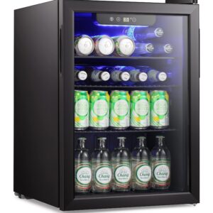 Xbeauty 120 Cans Wine Cooler Refrigerator with Temperature Control Cabinet Beverage Refrigerator Low Noise Freestanding Wine Refrigerator for Home/Office/Bar（Noble Black）