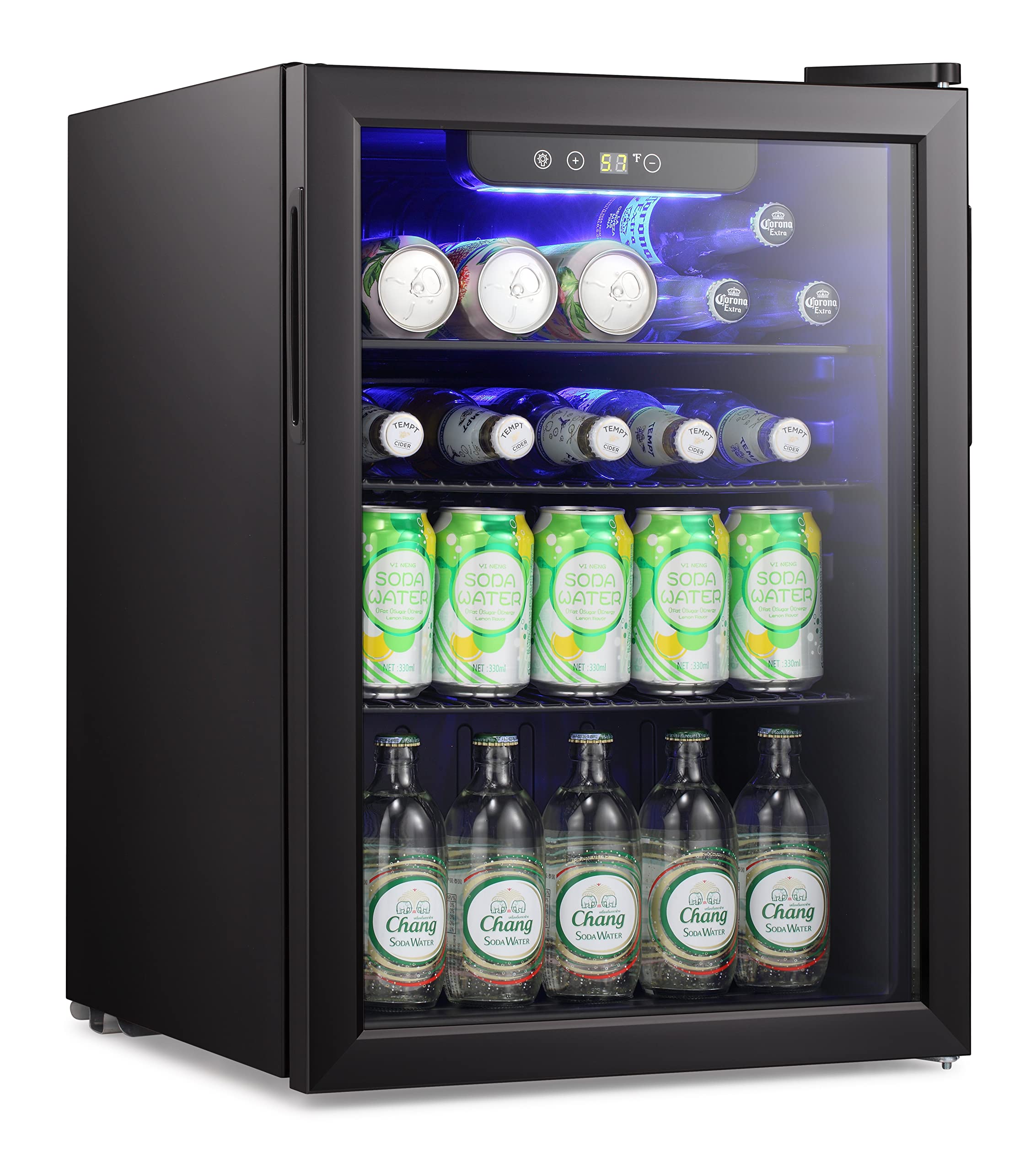 Xbeauty 120 Cans Wine Cooler Refrigerator with Temperature Control Cabinet Beverage Refrigerator Low Noise Freestanding Wine Refrigerator for Home/Office/Bar（Noble Black）