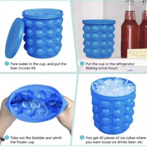 AGGPO The Ultimate Ice Bucket Maker - Ice Maker and Ice Bucket - Blue Silicone Ice Cube Tray Maker - As Seen on Tik Tok - Ice Maker and Storage