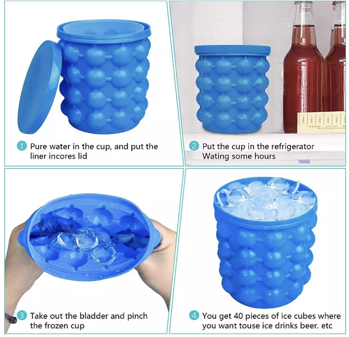 AGGPO The Ultimate Ice Bucket Maker - Ice Maker and Ice Bucket - Blue Silicone Ice Cube Tray Maker - As Seen on Tik Tok - Ice Maker and Storage