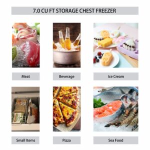 Smad 7 cu ft Chest Freezer with Hanging Removable Basket for Meat Fish Ice Shop Hotel Restaurant Grocery Large Family, -4 to 6.8 Degrees, White