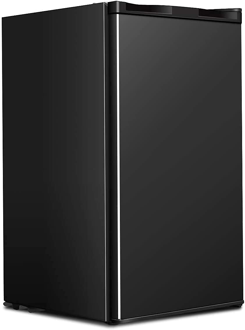 KOTEK 3.2 Cu.Ft Mini Fridge with Freezer, Compact Refrigerator w/ 7 Level Adjustable Thermostat & Single Reversible Door, Small Dorm Fridge with Freezer for Bedroom/Bar/Office/Apartment(Black)