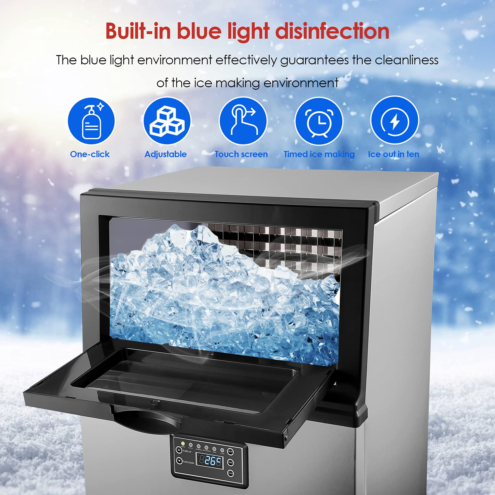 Vogvigo Commercial Ice Maker,100LBS/24H,30LBS Storage Capacity, 36 Ice Cubes Ready Within 20 Mins Stainless Steel Freestanding Ice Machine for Home, Restaurant