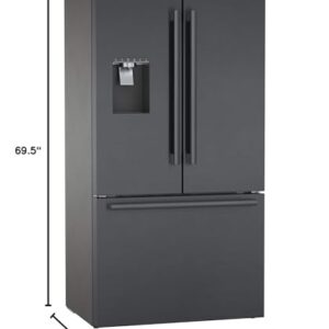 BOSCH 500 Series 36" Black Stainless Steel Counter-Depth 3-Door Refrigerator - B36CD50SNB